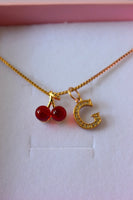 Diamond Cherry With Initial (Box Chain)