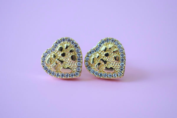 Icy Nugget Heart Earrings