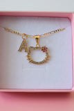 Pink Flower Kitty & Initial