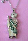 Silver Emerald Saint Jude (Rolo Chain)