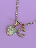 Beautiful Mary Heart & Initial