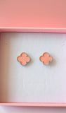 Silver Baby Pink Clover Studs