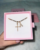 Baguette Diamond Cross With Initial
