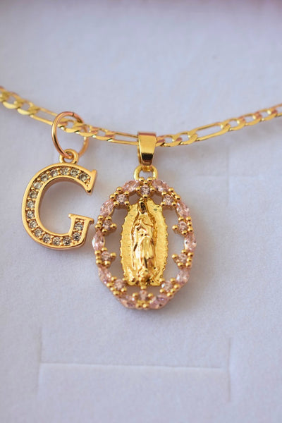 Pink Marquise Mary & Initial