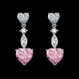 Pink Heart Dangle Earrings
