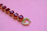 Heart Tennis Bracelet (Red)