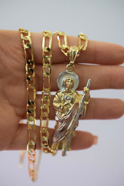Large Tricolor Saint Jude (Thick Chain)