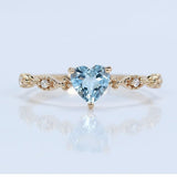 Vintage Blue Heart Ring In 2 Styles