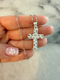 Silver Nugget Cross (Rolo Chain)