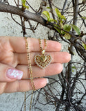 Vintage Style Heart Necklace (Pink)