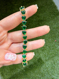 Heart Tennis Bracelet (Green)
