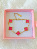 Magenta Lucky Clover Bracelet