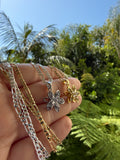 Diamond Flower Necklace (Figaro Chain)