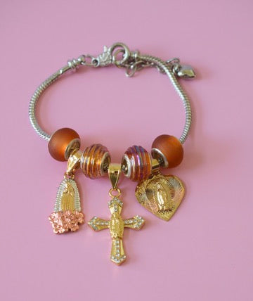 Cross & Mary Charm Bracelet