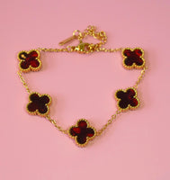 Burgundy Lucky Clover Bracelet