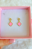 Pink Clover Dangle Earrings