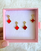 Red Clover Dangle Earrings In 2 Shades