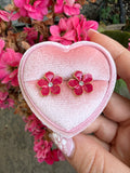 Enamel Flower Studs (magenta)