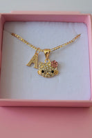 Pink Floral Kitty & Initial