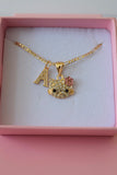 Pink Floral Kitty & Initial