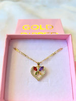 Multicolor Heart Butterfly Necklace
