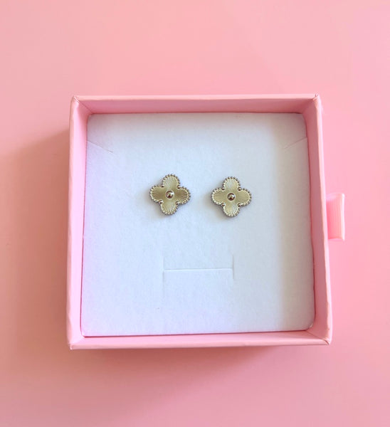 Silver Clover Studs