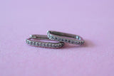 Silver Small Icy Rectangle Hoops