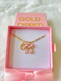 Pink Bow & Initial (Figaro Chain)
