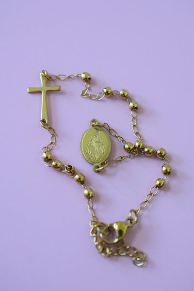 Dainty Rosary Style Mother Mary Bracelet