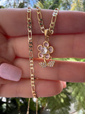 Pretty Pink Flower (figaro chain)