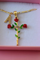 Dazzling Rose Cross With Initial (Red)