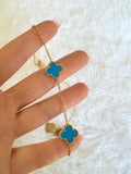 Blue 5 Clover Necklace