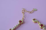 Red Bezel Heart Tennis Bracelet