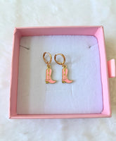 Pink Cowgirl Boot Earrings