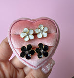 Enamel Flower Studs (Black Or White)