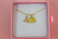 Diamond Kitty Kat & Initial (Rolo Chain)