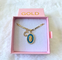Blue Oval Mary With Initial