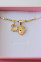 Beautiful Mary Heart & Initial (Tricolor)