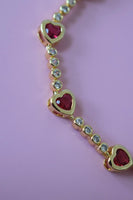 Red Bezel Heart Tennis Bracelet