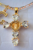 Heart Mary Cross & Initial (White)