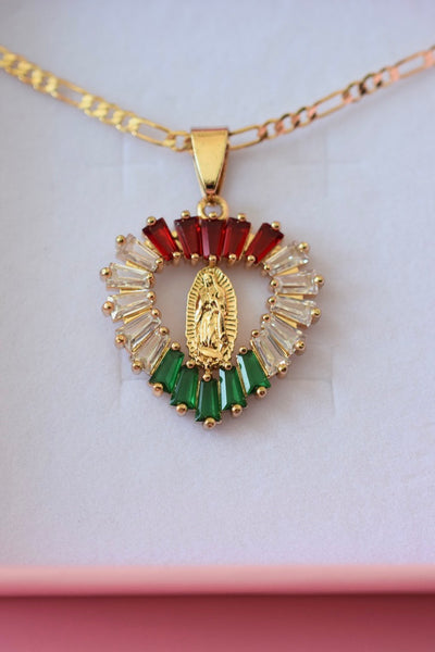 Mexican Flag Mary (Figaro Chain)