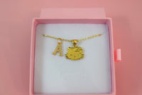 Gold Kitty & Initial (Rolo Chain)