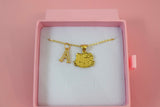 Gold Kitty & Initial (Rolo Chain)