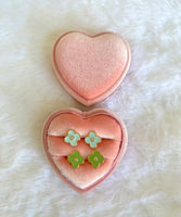 Diamond Dainty Clover Studs In 2 Shades Of Green