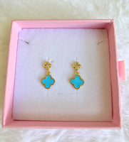 Turquoise Clover Dangle Earrings