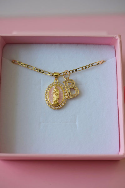 Oval Pink Mary With Initial