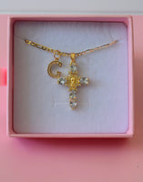 Heart Mary Cross & Initial (White)