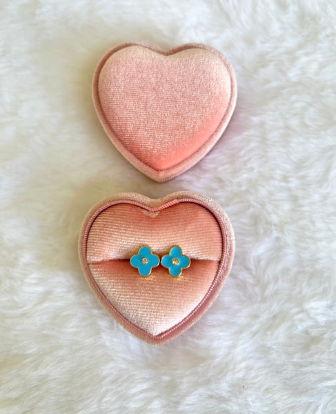 Blue Diamond Dainty Clover Studs