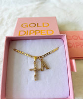 Baguette Diamond Cross With Initial