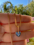 Rose Gold Blue Heart Necklace